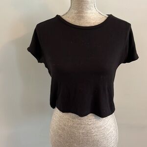 Zara Trafaluc size small black short sleeve cropped top.